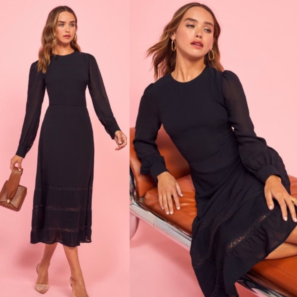 Reformation Valerie Dress in Black Size 8